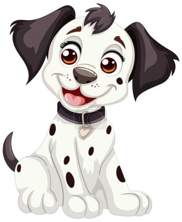 Illustration for Cartoon of a cheerful Dalmatian puppy with collar - Royalty Free Image