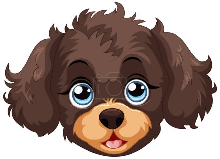Cute brown cartoon puppy with big eyes