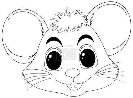 Photo for Black and white drawing of a happy mouse - Royalty Free Image