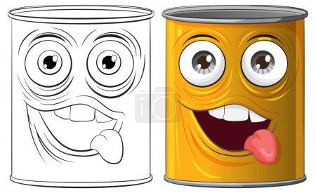 Colorful vector illustration of animated tin cans