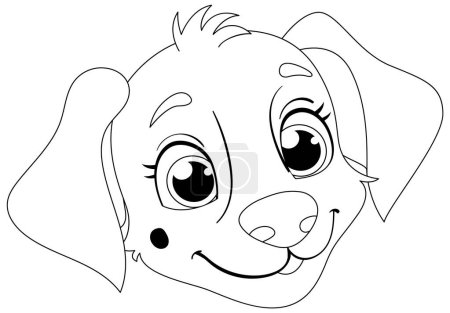 Illustration for Black and white drawing of a happy puppy - Royalty Free Image