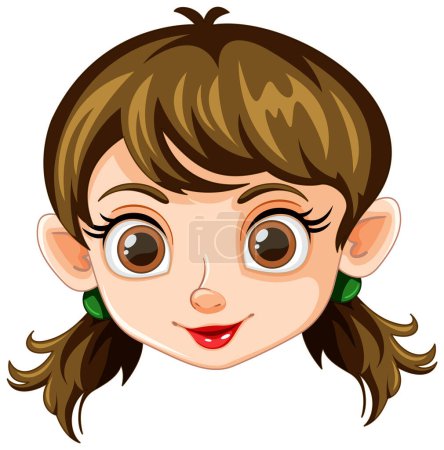 Illustration for Vector illustration of a smiling girl with elf ears. - Royalty Free Image