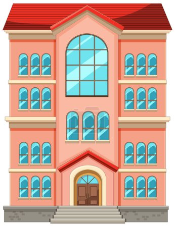 Téléchargez les illustrations : Illustration vectorielle d'un bâtiment urbain à plusieurs étages - en licence libre de droit