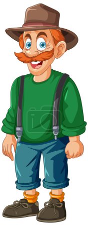 Illustration for Smiling cartoon man dressed in explorer attire. - Royalty Free Image