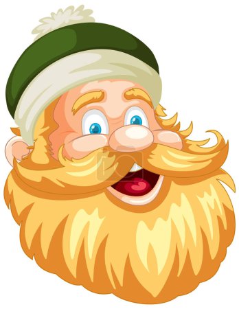 A smiling cartoon man with a large beard.