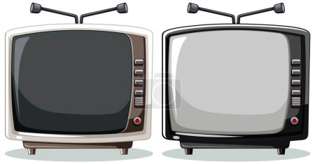 Zwei Retro-Fernseher mit Antennen und Zifferblättern