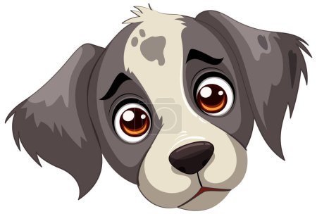 Vector illustration of a cute, sad-eyed puppy