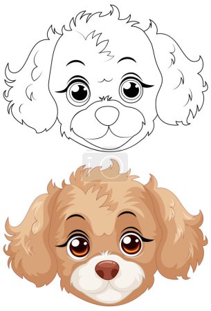 Téléchargez les photos : Illustration vectorielle du visage d'un chien de dessin animé - en image libre de droit