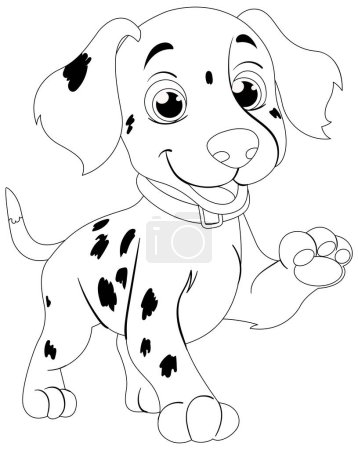 Ilustración de Ilustración en blanco y negro de un cachorro alegre - Imagen libre de derechos
