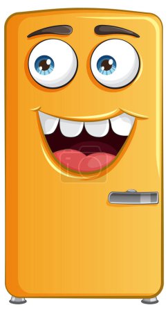 Illustration for Cheerful animated fridge with a big smile - Royalty Free Image