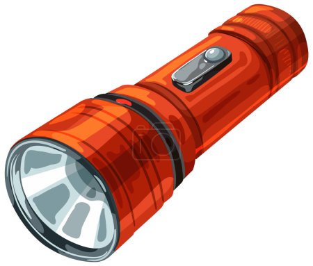 Téléchargez les illustrations : Graphique vectoriel d'une lampe de poche rouge portable - en licence libre de droit
