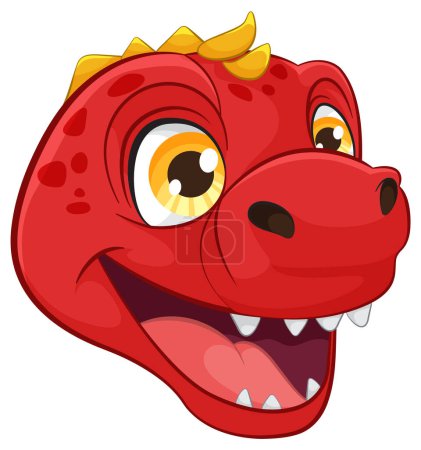 Illustration for Colorful vector illustration of a smiling dinosaur head - Royalty Free Image