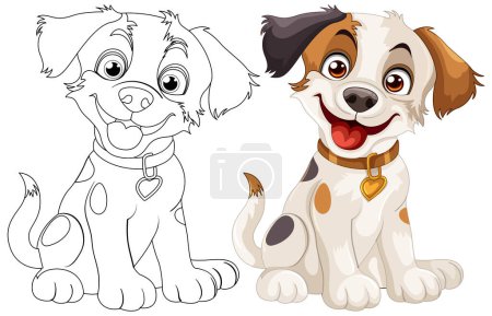 Two cartoon dogs with happy expressions.