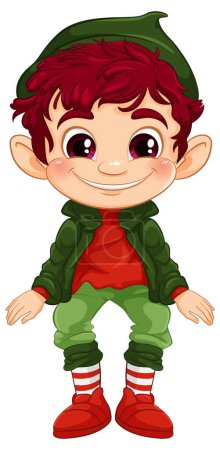 Dibujos animados ilustración de un niño elfo sonriente.