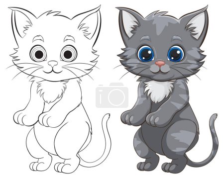 Illustration for Vector illustration of a colored and outlined kitten. - Royalty Free Image
