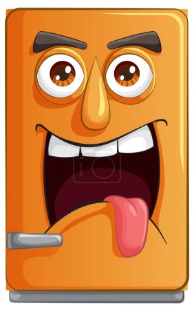 Illustration for Animated fridge with a playful, mischievous expression. - Royalty Free Image