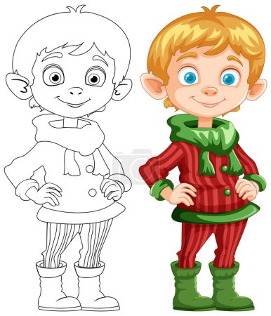 Illustration for Vector illustration of an elf, colored and outlined. - Royalty Free Image