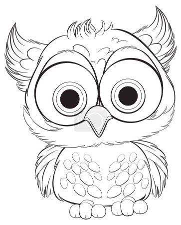Illustration for Cute stylized owl with large expressive eyes - Royalty Free Image