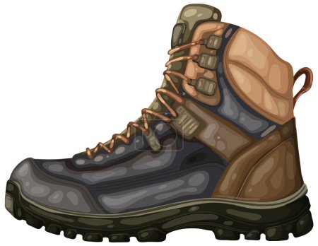 Illustration for Detailed vector of a sturdy hiking boot. - Royalty Free Image