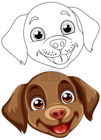 Téléchargez les illustrations : Deux chiens joyeux illustrés dans le style vectoriel - en licence libre de droit