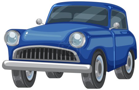 Téléchargez les illustrations : Graphique vectoriel d'une automobile bleue rétro - en licence libre de droit