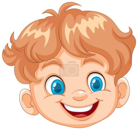 Téléchargez les illustrations : Illustration vectorielle d'un jeune garçon heureux et souriant - en licence libre de droit