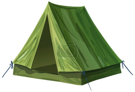 Illustration for Vector artwork of a green outdoor camping tent. - Royalty Free Image