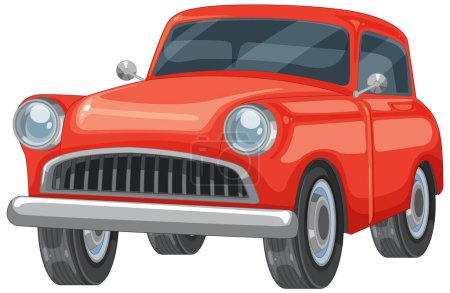 Téléchargez les illustrations : Graphique vectoriel d'une automobile vintage rouge brillant - en licence libre de droit