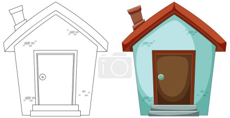 Illustration for Vector illustration comparing two states of a house. - Royalty Free Image