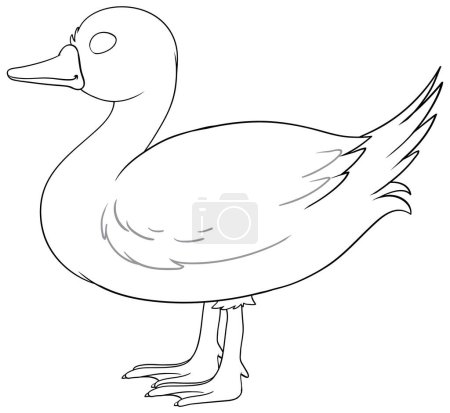 Téléchargez les illustrations : Art linéaire simple d'un seul canard debout. - en licence libre de droit
