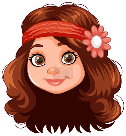 Illustration for Vector illustration of a smiling girl with a headband. - Royalty Free Image