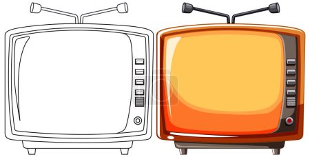 Illustration for Two retro TVs with antennas in vector style - Royalty Free Image