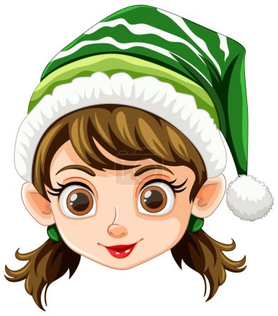 Illustration for Cartoon elf girl with a cheerful holiday expression. - Royalty Free Image