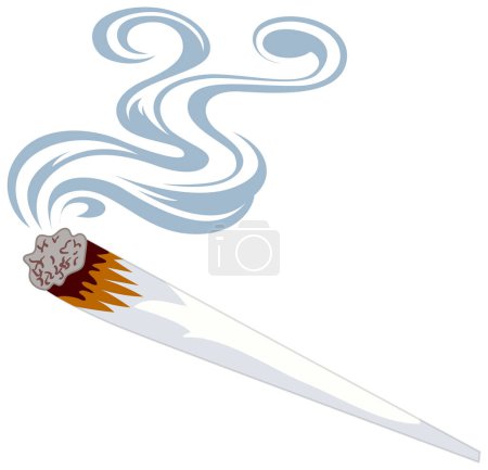 Vektorillustration einer brennenden Zigarette, die Rauch ausstößt.
