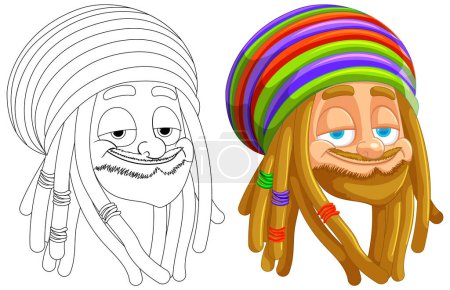 Vector illustration of a smiling Rastafarian character.