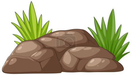 Illustration for Vector illustration of rocks and grass - Royalty Free Image