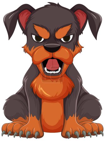 Ilustración de Perro de dibujos animados enojado con una expresión amenazante. - Imagen libre de derechos