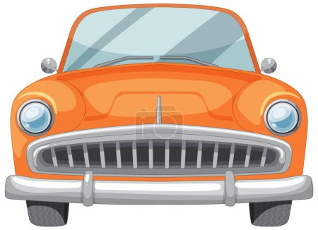 Illustration for Colorful vector graphic of a vintage orange car - Royalty Free Image
