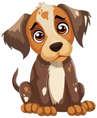 Illustration for Cute cartoon puppy sitting with a playful look - Royalty Free Image