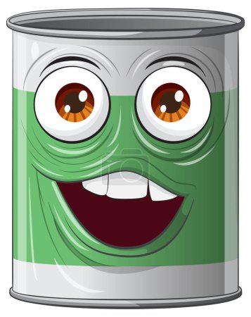 Photo for Vector illustration of a smiling animated tin can. - Royalty Free Image