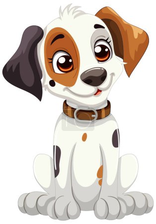 Ilustración de Lindo cachorro de dibujos animados sentado con una expresión feliz - Imagen libre de derechos
