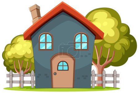 Illustration for Vector illustration of a charming cartoon house - Royalty Free Image