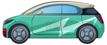 Téléchargez les illustrations : Graphique vectoriel coloré d'un véhicule électrique contemporain - en licence libre de droit