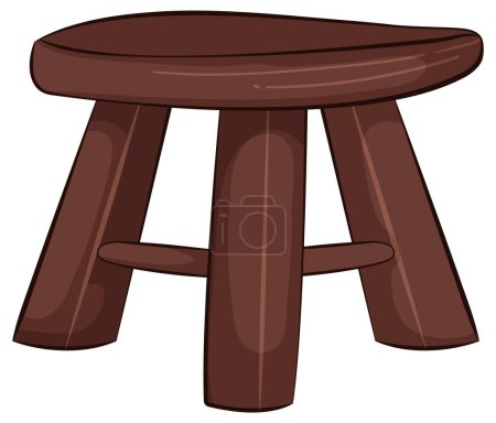 Vector graphic of a three-legged wooden stool