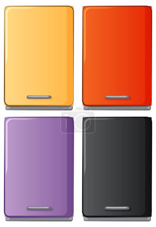 Ilustración de Cuatro smartphones vectoriales en diferentes colores - Imagen libre de derechos