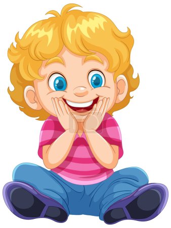 Illustration for Vector illustration of a joyful, seated young child - Royalty Free Image