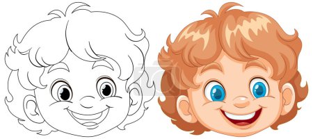 Illustration for Vector illustration of a happy child, colored and outlined - Royalty Free Image