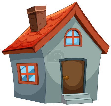 Illustration for Colorful vector illustration of a small cartoon house - Royalty Free Image