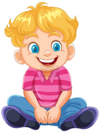 Cheerful young boy sitting with a big smile