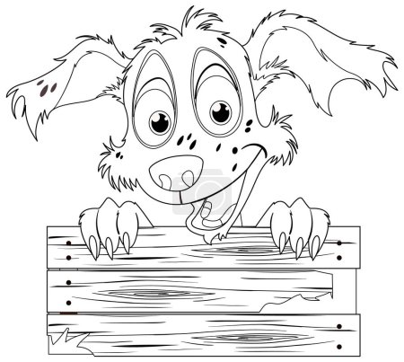 Ilustración de Ilustración vectorial de un perro feliz con un signo - Imagen libre de derechos